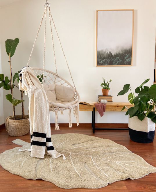 MONSTERA OLIVE  WASHABLE RUG